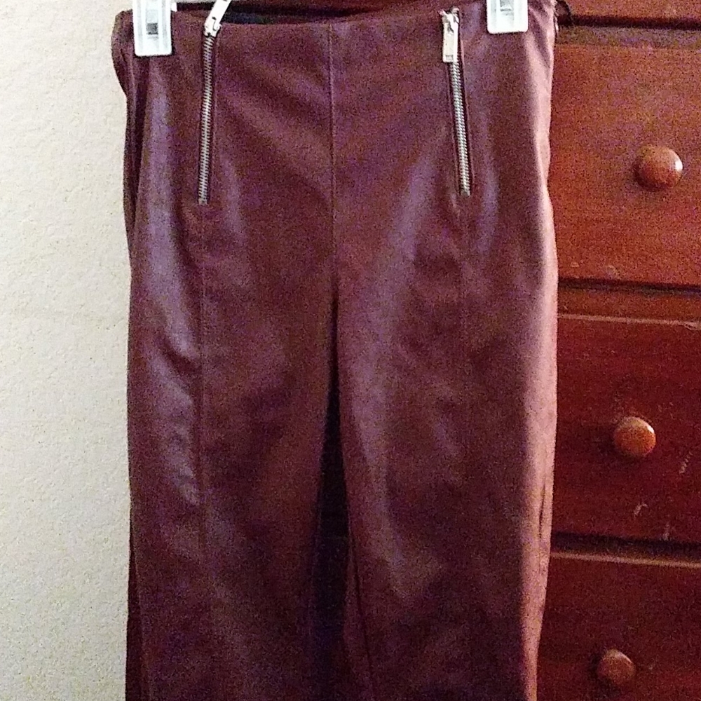 Faux leather moto pants.